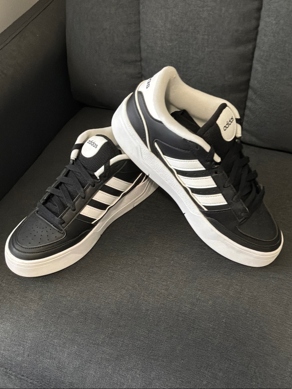 adidas Black and White Low-Top Sneakers with Classic Three Stripes